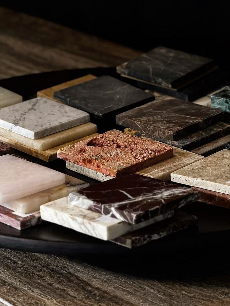 Curated marble, granite and onyx samples — Divya Stones stone library